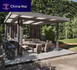 Self-supporting pergola oakfabric canopycustom
