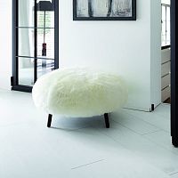 Contemporary ottoman Wildfabricsolid woodash