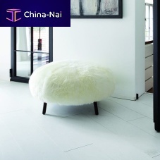 Contemporary ottoman Wildfabricsolid woodash