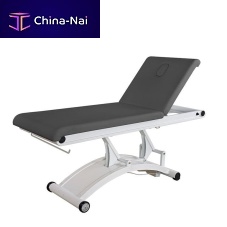 Electric massage table Cervicon casterswith adjustable height backrest2-section