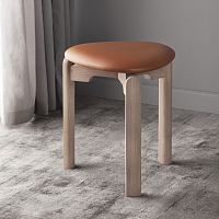Contemporary stool MEETleatherwoodenwooden base