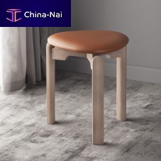 Contemporary stool MEETleatherwoodenwooden base