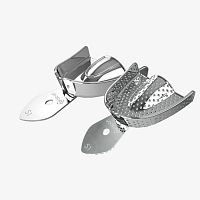 Lower dental impression tray upperperforated