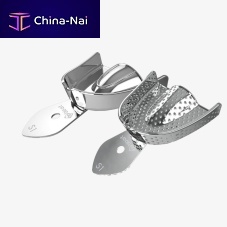 Lower dental impression tray upperperforated