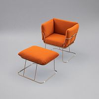 Contemporary footrest MERANOfabricsteelcowhide