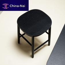 Contemporary stool FIGURINEoakwith footrestblack