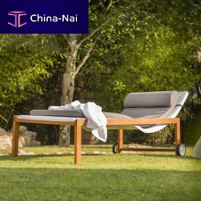 Contemporary sun lounger FJORDpolyesterwoodenon casters