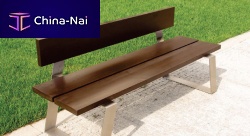 Contemporary public bench D18woodenmetalwith backrest
