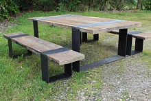 Contemporary table and bench set woodenexteriorgarden