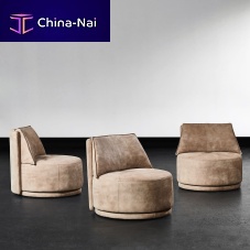 Contemporary fireside chair GUETANleatherfabricgray