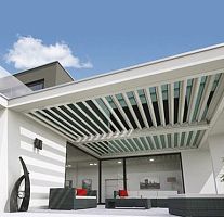 Wall-mounted pergola aluminumglass canopy