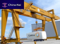 Rail-mounted gantry crane T0093for workshopsfor the wind power industrydouble-girder