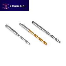 Dental implantology drill bit stainless steelcoatingtin