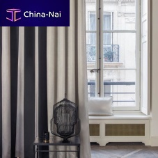 Curtain fabric GRANDIOSO : GADOLINIUMstripedFR polyesterwashable