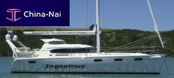 Cruising sailing yacht motorsailerwith open transom