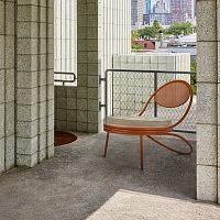 Contemporary lounge chair COPACABANAfabricperforated sheet metalwith removable cushion