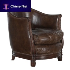 Traditional club chair MELBURYleatheroakwith removable cushion