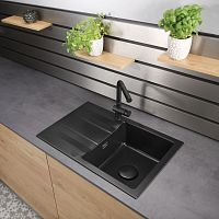 Single-bowl kitchen sink Genea 75with drainboardceramicovermount