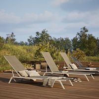 Contemporary sun lounger SlimTextilene®painted aluminumadjustable backrest