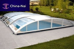 Low swimming pool enclosure BEAUTYtelescopicaluminummanual