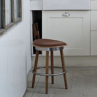 Contemporary stool STURDYleatherwooden baseupholstered