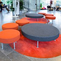 Contemporary ottoman RONDOfabricleatherround