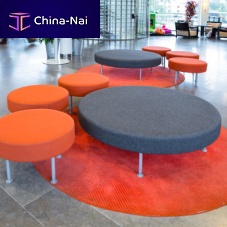 Contemporary ottoman RONDOfabricleatherround