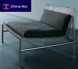 Contemporary fireside chair HI TECH fabricleatherstainless steel