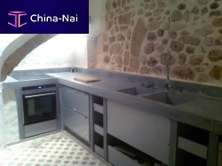 Contemporary kitchen EPAISSEUR 10Ductal® UHP concretesteelwith handle