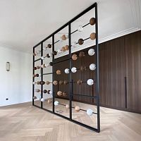 Stone screen wall BOULIERwoodenmetalindoor