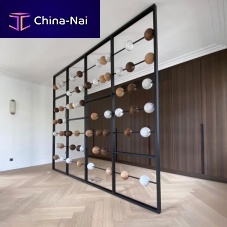 Stone screen wall BOULIERwoodenmetalindoor