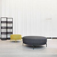 Contemporary ottoman ADDITfabricleatherround