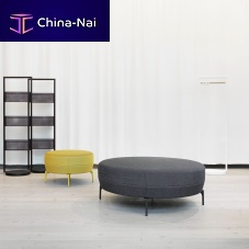 Contemporary ottoman ADDITfabricleatherround