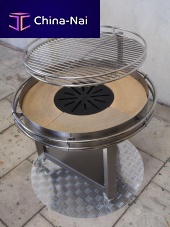 Charcoal barbecue PITon castersstainless steel