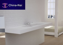 Wall-mounted washbasin CODE 1S / 1XLSolid Surfacewith counterwith towel rack