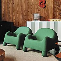 Contemporary armchair GOMMAfabricwoodenwith removable cover