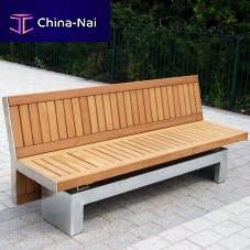 Contemporary public bench SHELDONwoodengalvanised steelgranite