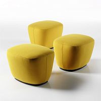 Contemporary pouf EMBRASSEfabricleatherrectangular