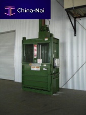 Vertical baling press front-loadingfor wastedownstroke