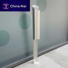 Pedestal ashtray TUBO Pstainless steelfor outdoor usefor public space