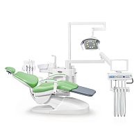 Dental treatment unit with chair AL-388SC with adjustable headrestwith hygiene systemwith delivery system