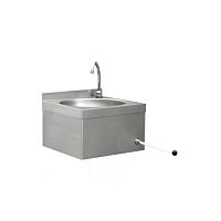 Wall-mounted hand basin KNEEsquarestainless steelwith towel rack