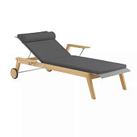 Contemporary sun lounger DERRYfabricteakbrushed stainless steel