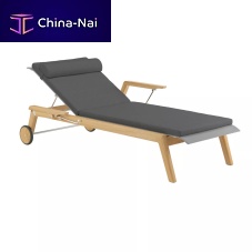 Contemporary sun lounger DERRYfabricteakbrushed stainless steel
