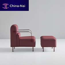 Contemporary armchair ALPEsolid woodpainted metalwith footrest
