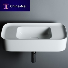Wall-mounted washbasin CAMEO 60X24 H14ceramicrectangularcontemporary