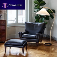 Contemporary ottoman V11 fabricleathersolid wood