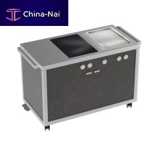 Mobile kitchen INDUCTION TOP & TEPPANYAKI STATIONcontemporarystainless steelwith handle