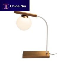 Table lamp GLOBElacquered metalbrushed metalglass