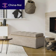 Contemporary pouf REVERSEfabricwoodenrectangular